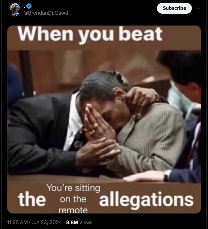 you beat the allegations meme - When you beat Subscribe the You're sitting on the remote 8.8M Views allegations